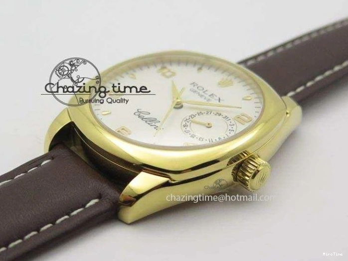 MiroTime 0419 Cellini Date YG White Numeral Dial On Brown Leather Strap A Affordable 3883